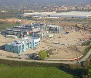 Foto aerea dei lavori di costruzione del nuovo ospedale di Lucca
