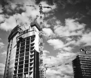 Foto dei lavori di costruzione della torre Unicredit a Milano